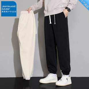 子宽松舒适休闲裤 真维斯户外运动加绒卫裤 束脚裤 潮牌百搭款 男冬季