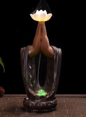 中式禅意创意佛手莲花陶瓷摆件