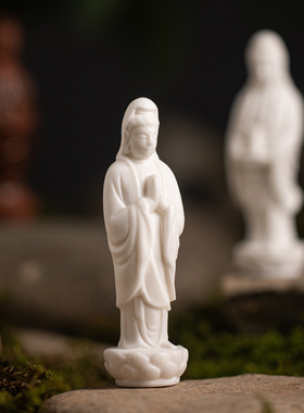 中式白瓷禅意迷你观音菩萨