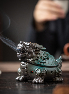 龙龟陶瓷盘香炉家用室内檀香沉香香薰炉中式禅意茶桌装饰熏香摆件