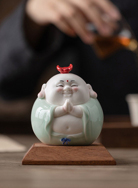 创意可爱大肚弥勒佛陶瓷摆