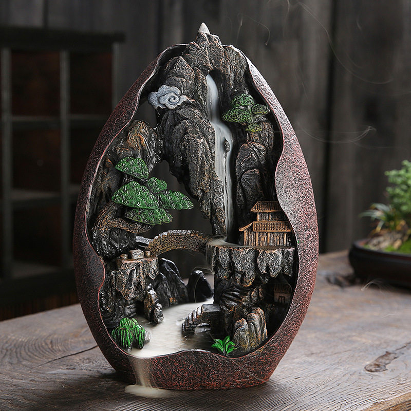 跨境新品供应树脂高山流倒流香炉香托/香盘/香座/香