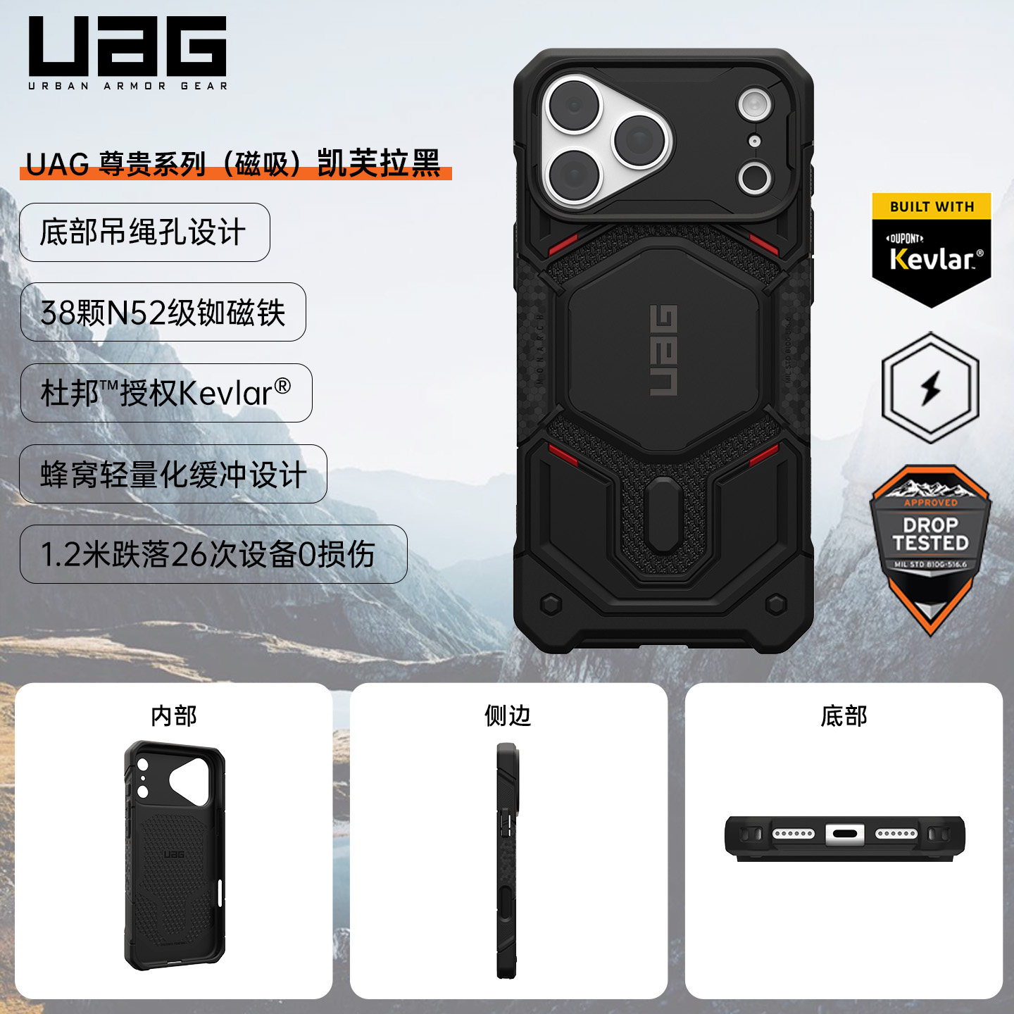 【好物体验专享】UAG适用iPhone18ProMax尊贵凯芙拉手机壳 黑色图片