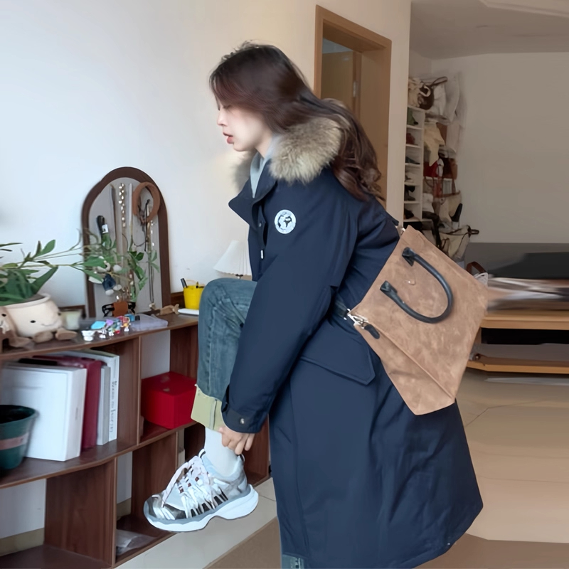 冬季长款工装派克服羽绒棉服女