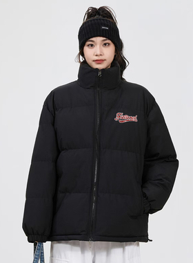 SNUN 潮牌格子字母印花保暖宽松开衫立领棉服户外冬季基础款棉衣