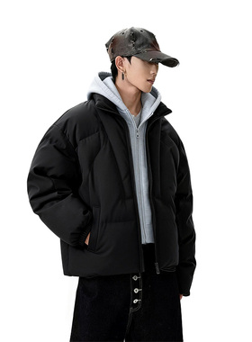 SNUN 潮牌加厚保暖拼接假两件冬季棉服棉袄拉链简约开衫棉衣外套