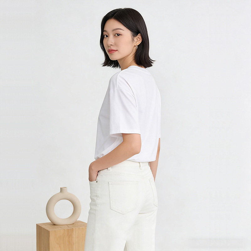 白色纯棉220g重磅短袖t恤女宽松索罗娜2026新款女款半袖圆领上衣