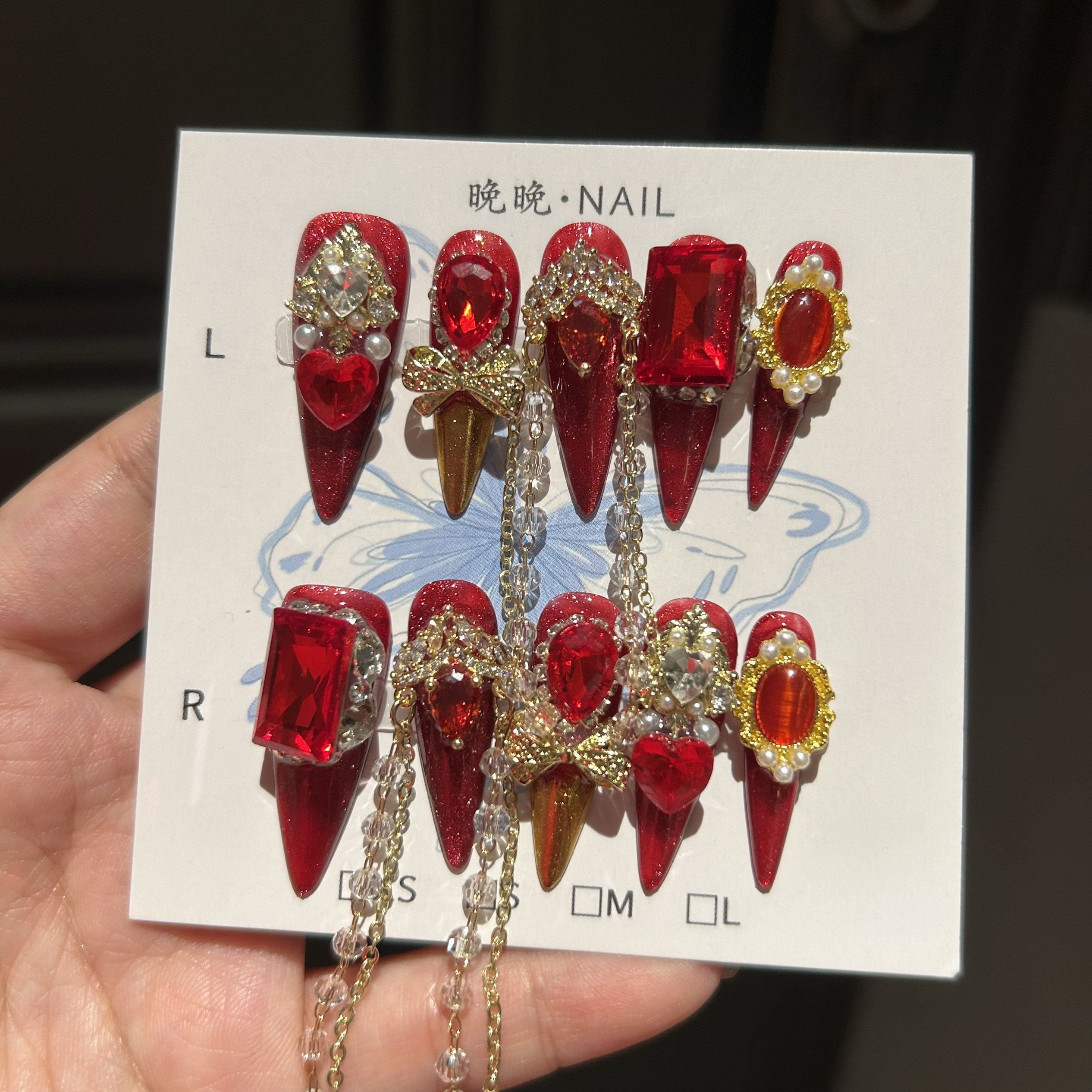 晚晚新年红色美甲婚甲穿戴式假指甲手工定制成品新娘孕妇可拆卸,彩妆/香水/美妆工具,穿戴甲/甲片,淘宝优惠券,粉丝福利购,淘宝优惠卷