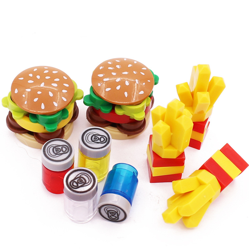 创意小颗粒积木食物汉堡薯条玩具