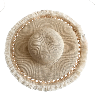 草帽女夏季法式优雅大帽檐度假遮阳帽子海边方式透气赫本风太阳帽