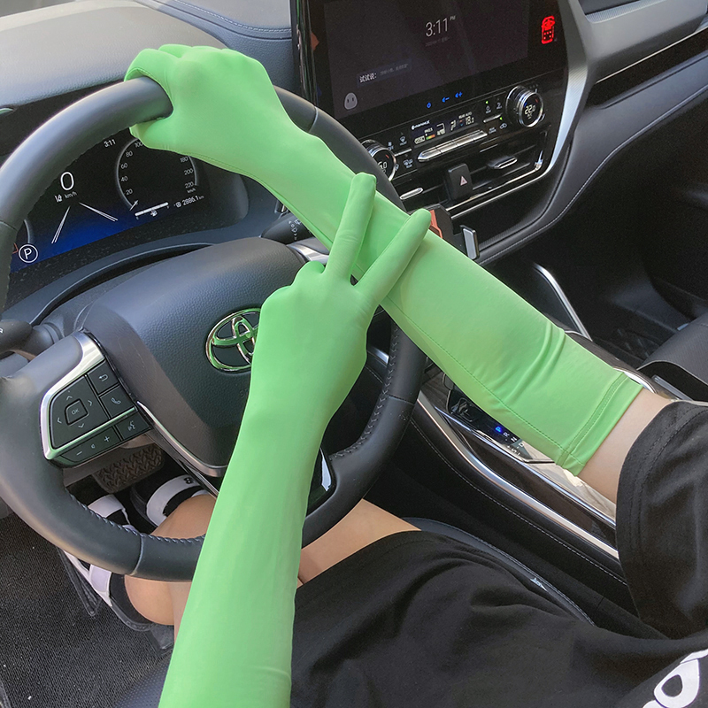 防晒冰袖女夏季薄款休闲纯色五指袖套韩版百搭户外骑车连指护臂男