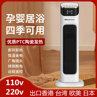 跨境110V取暖器家用落地式静音冷风扇暖风机智能摇头台湾日本美国