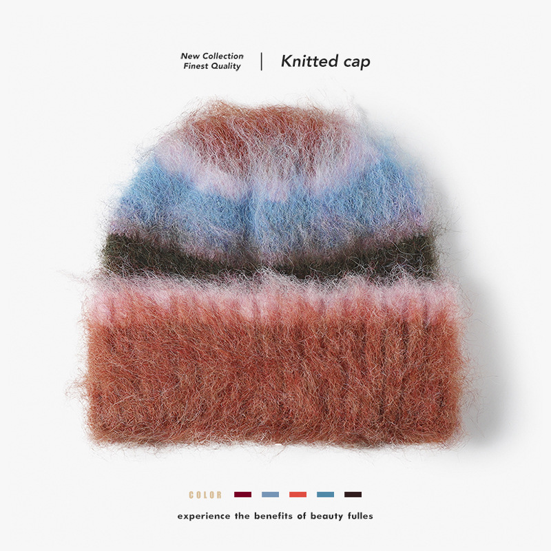 新款彩色多巴胺毛绒冷帽男女