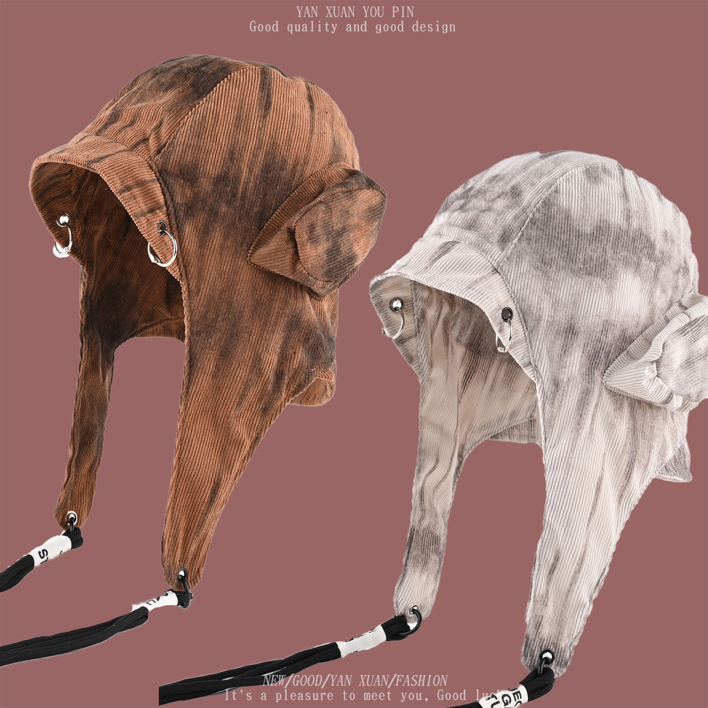 2025新款废土风嘻哈护耳保暖帽子