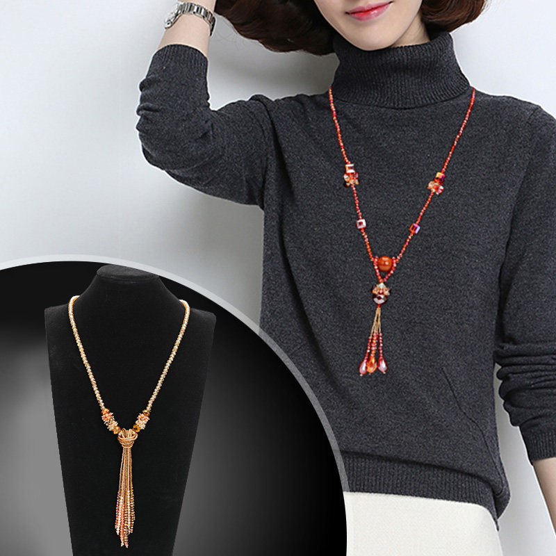 New products natural agate sweater chain have more cash than can be accounted for Refinement tassels crystal Necklace Versatile Autumn and winter Simplicity Beading Jewelryin the Accessories/Fashion Jewelry, Pendant/Pendant  category - from Buy2taobao.com to provide professional Taobao agent buy service