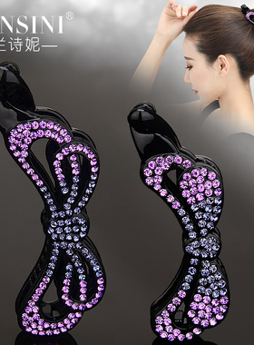 简约水钻大号香蕉夹韩国竖夹防滑马尾发夹时尚扭夹头饰后脑勺发卡