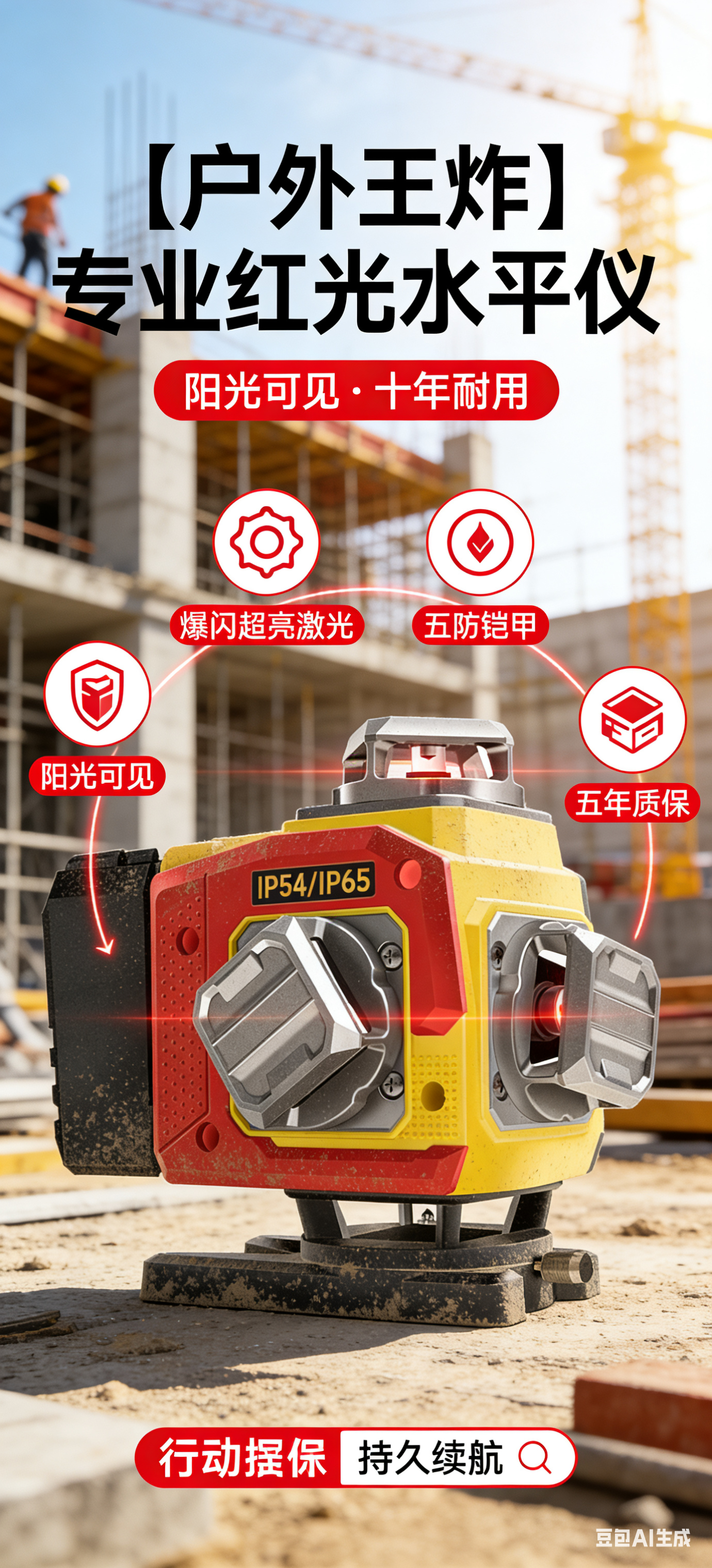 红光强光高精度水平仪自动调平砌墙贴砖装修8线12线阳光下可见,五金/工具,水平仪,淘宝优惠券,粉丝福利购,淘宝优惠卷