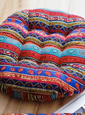 棉麻蒲团美臀坐垫加厚布艺圆形阳台飘窗榻榻米窗台地板打坐民族风