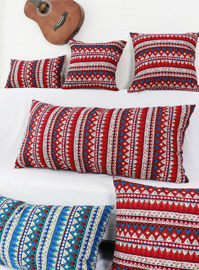 棉麻复古几何印花抱枕套波西米亚民族风沙发靠垫影楼酒店拍摄靠背