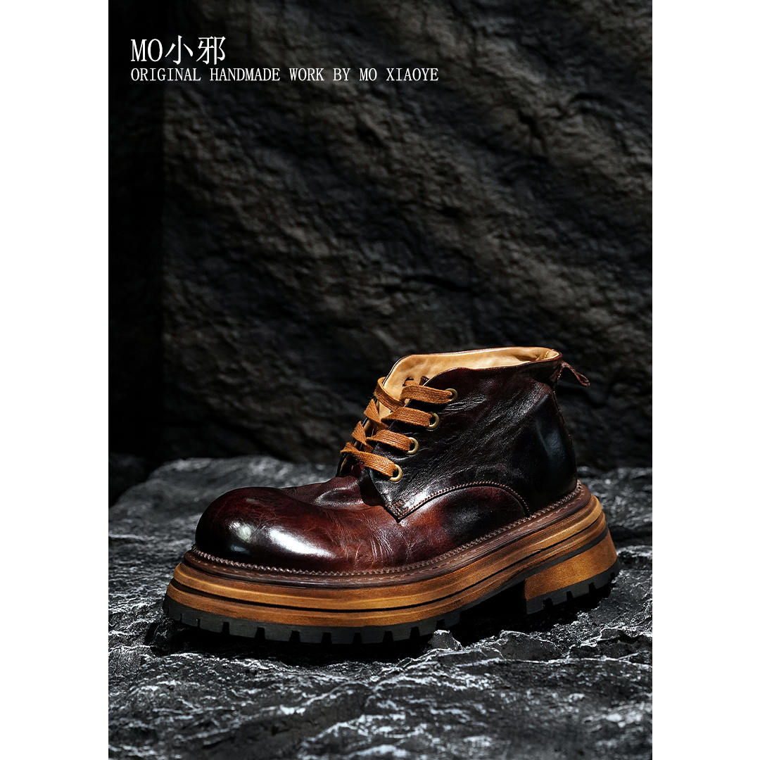 MO小邪' 手工高端马臀皮短靴男女同款欧美风户外休闲马丁靴经典