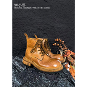 MO小邪 H912原创水洗马臀皮短靴马丁靴秋冬新款 真皮底西部靴子女