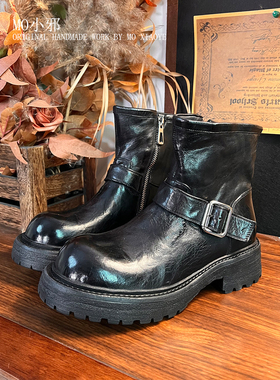 A002手工水洗马皮靴重工水洗复古马丁靴断码清仓