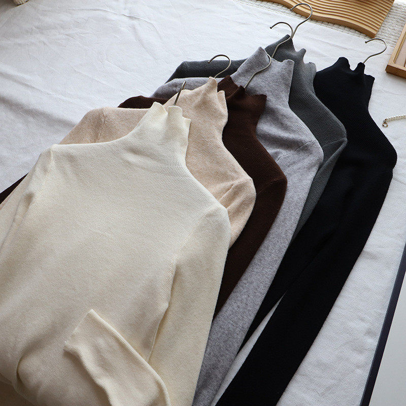 2026秋冬新款韩版女装高领简约修身显瘦百搭打底针织衫