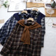 女 2026秋冬新款 披肩 格子宽松磨毛中长款 衬衫 韩版 时尚