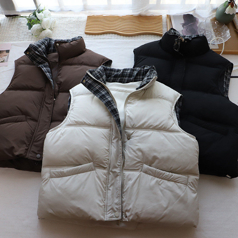 2026秋冬新款韩版格子拼接减龄休闲百搭棉衣马甲背心女,女装/女士精品,棉衣/棉服,淘宝优惠券,粉丝福利购,淘宝优惠卷
