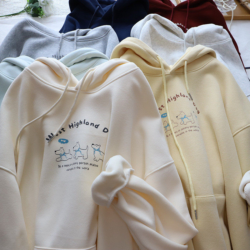 2026冬季新款韩版卡通印花加绒加厚休闲百搭连帽卫衣女,女装/女士精品,卫衣/绒衫,淘宝优惠券,粉丝福利购,淘宝优惠卷