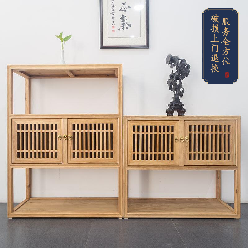 新中式茶桌小边柜 茶桌小型边柜 茶桌边柜置物柜可移动茶室储物柜