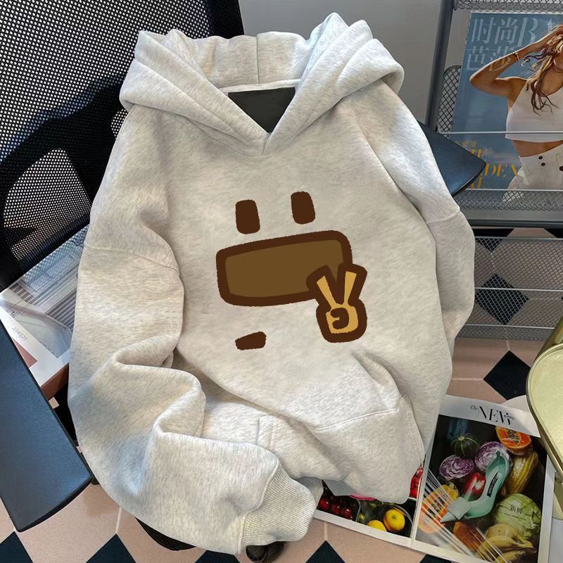 银狐绒美式复古连帽卫衣男女秋冬季新款情侣百搭重磅套头外套加绒
