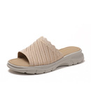 超轻可湿水飞织拖鞋 坡跟舒适休闲沙滩凉拖 外穿防滑东南亚跨境新款