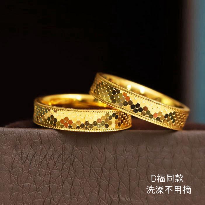 女钛钢龙鳞圆点巢纹闪闪情侣戒指