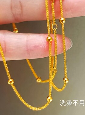 钛钢M扣盒子链圆珠DIY吊坠项链