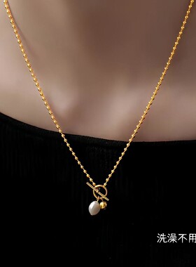 钛钢不掉色圆珠子链女不规则项链