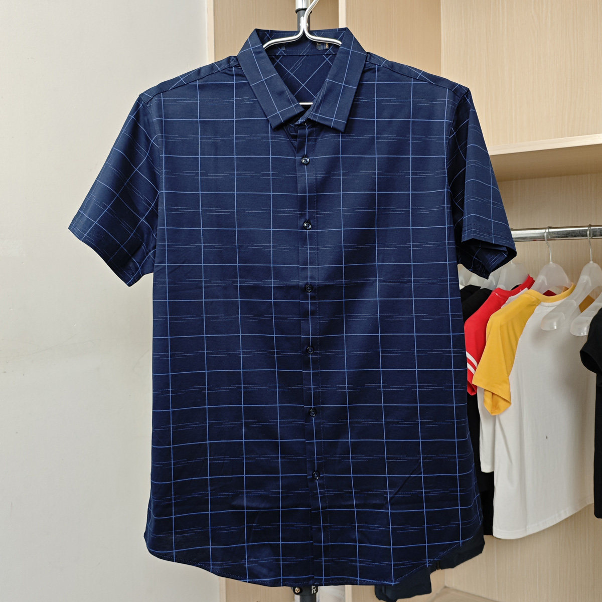 夏季丝光棉薄款男士休闲衬衫