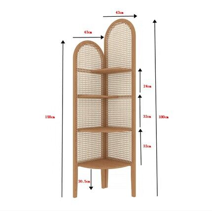 高档日式实木藤编客厅三角收纳架阳台卧室落地转角置物书架小户型