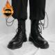 高档马丁男皮英伦真风工装 百搭皮靴靴 靴高帮皮潮流黑色机车靴夏季