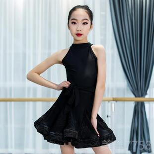 高档新演款儿赛童拉丁舞裙夏孩练功舞蹈服装标准女专业检定考试幼