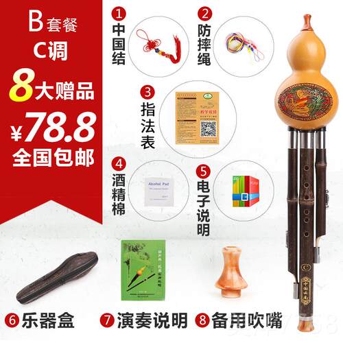 高档滇南丝初韵 紫竹葫芦丝c调降b调学入门儿童初学成者学生人乐