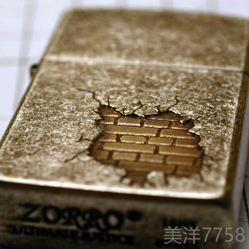 高档zorr佐罗新品黄铜盔甲刀痕做旧男o士打个性火正机覆古煤油刀