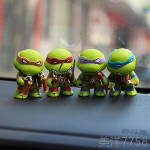 高档版忍者神龟公Q仔办关节可动模型玩具手汽车载摆件糕蛋烘焙装