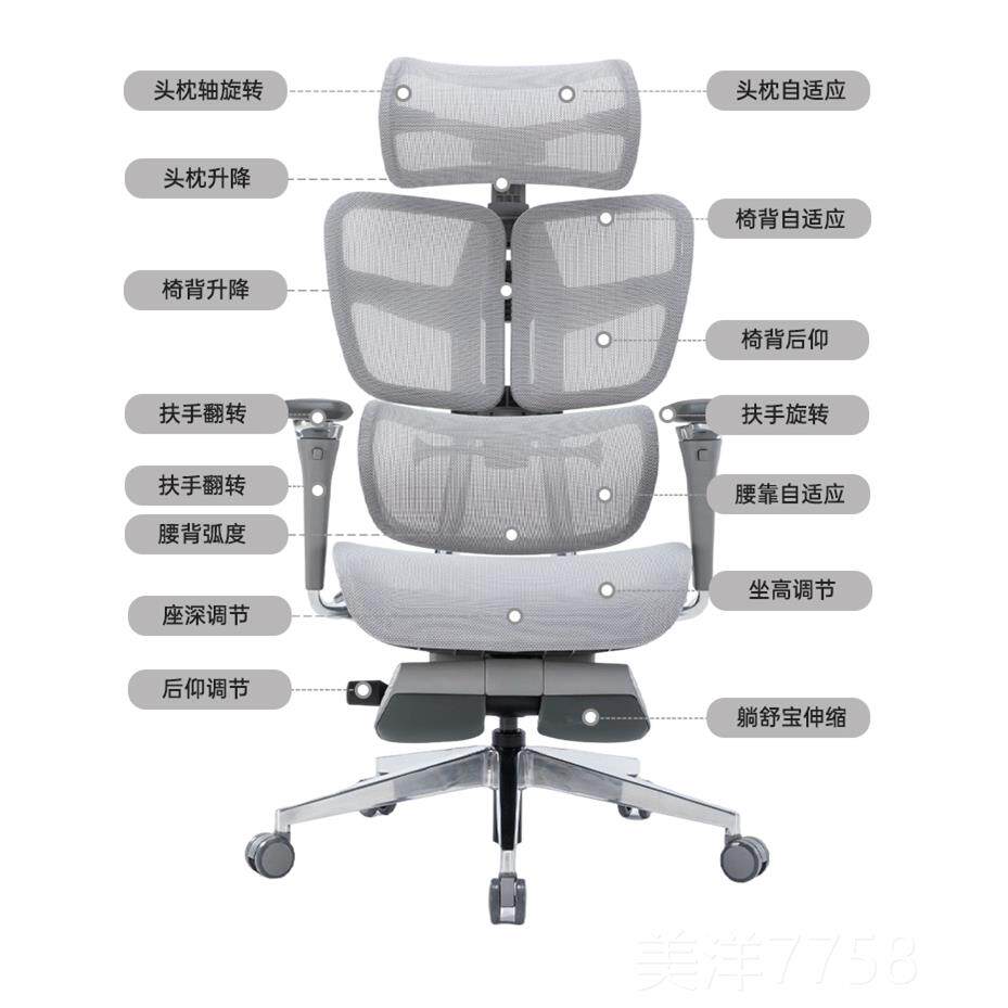 高档铭椅屋人体工悬学椅三区护腰椅子电脑椅浮家用舒适久坐老座板