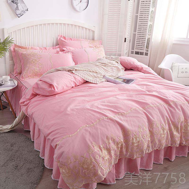高档四件套全棉公主风床网红蕾丝叶边被套裙ins少女心纯床棉上用