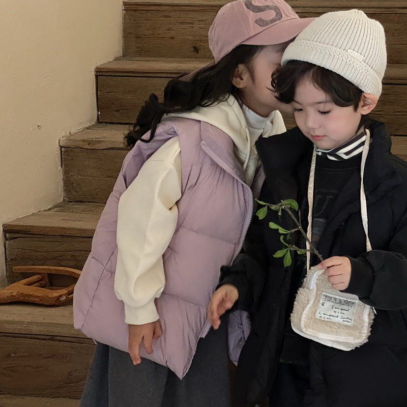 儿童马甲秋冬羽绒棉2025冬季新款男女童洋气加厚立领冬季坎肩背心