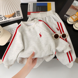 儿童卫衣加绒套装2025春秋冬洋气韩版男女纯棉卫衣保暖休闲运动服