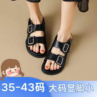 女夏外穿运动沙滩罗马凉鞋 大码 2025新款 女鞋 41到43显脚小厚底凉鞋