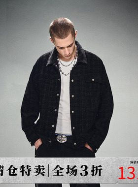 DICETINY小香风短款外套基础翻领街头设计感夹克潮流复古宽松上衣