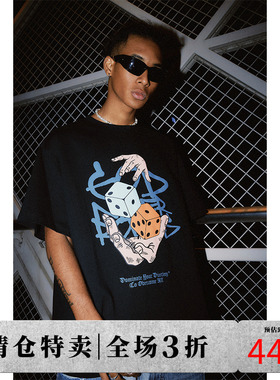 DICETINY 上帝从不掷骰系列标语骰子印花短袖夏季重磅潮牌男女T恤